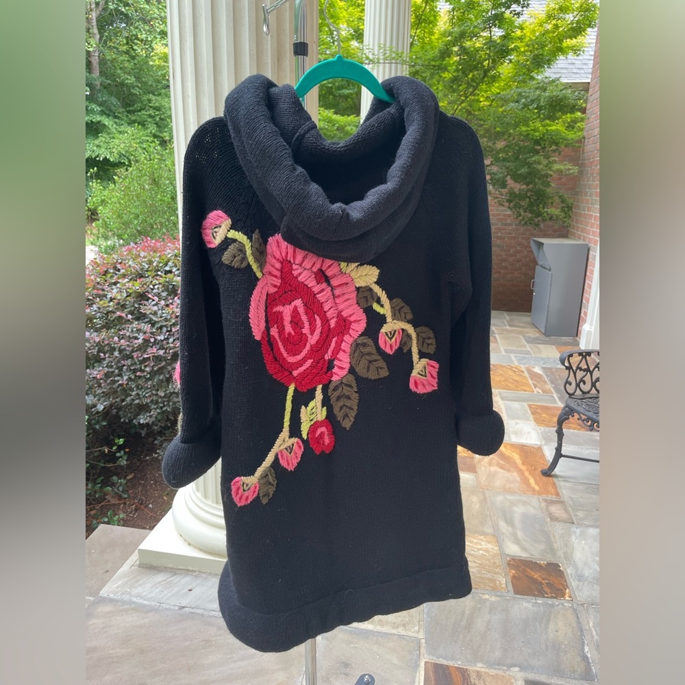 1970s Japanese Long Black hooded Sweater